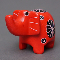 ソープストーン置物　ミニゾウさん　レッド系　ミニ　Sサイズ　※柄アソート