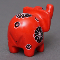 ソープストーン置物　ミニゾウさん　レッド系　ミニ　Sサイズ　※柄アソート
