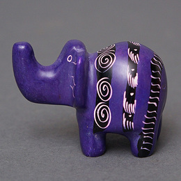 ソープストーン置物　ミニゾウさん　パープル系　ミニ　Sサイズ　※柄アソート