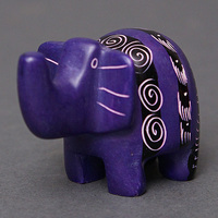 ソープストーン置物　ミニゾウさん　パープル系　ミニ　Sサイズ　※柄アソート