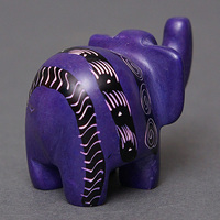 ソープストーン置物　ミニゾウさん　パープル系　ミニ　Sサイズ　※柄アソート