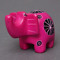 ソープストーン置物　ミニゾウさん　ピンク系　ミニ　Sサイズ　※柄アソート