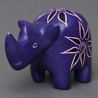 ソープストーン置物　ミニサイさん　パープル系　ミニ　Sサイズ　※柄アソート