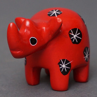 ソープストーン置物　ミニサイさん　レッド系　ミニ　Sサイズ　※柄アソート