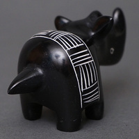 ソープストーン置物　ミニサイさん　ブラック系　ミニ　Sサイズ　※柄アソート