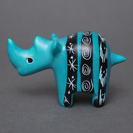 ソープストーン置物　ミニサイさん　ライトブルー系　ミニ　Sサイズ　※柄アソート