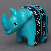 ソープストーン置物　ミニサイさん　ライトブルー系　ミニ　Sサイズ　※柄アソート