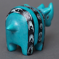 ソープストーン置物　ミニサイさん　ライトブルー系　ミニ　Sサイズ　※柄アソート