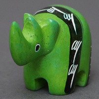 ソープストーン置物　ミニサイさん　グリーン系　ミニ　SSサイズ　※柄アソート