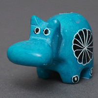 ソープストーン置物　ミニカバさん　スカイブルー系　ミニ　SSサイズ　※柄アソート