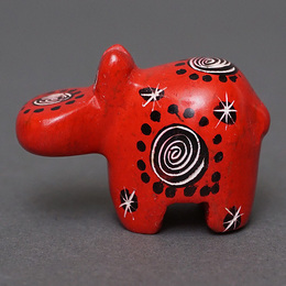 ソープストーン置物　ミニカバさん　レッド系　ミニ　SSサイズ　※柄アソート