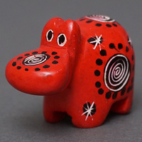 ソープストーン置物　ミニカバさん　レッド系　ミニ　SSサイズ　※柄アソート