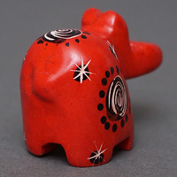 ソープストーン置物　ミニカバさん　レッド系　ミニ　SSサイズ　※柄アソート