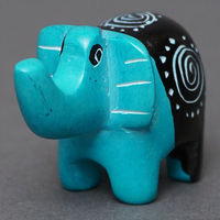 ソープストーン置物　ミニゾウさん　スカイブルー系　ミニ　SSSサイズ　※柄アソート