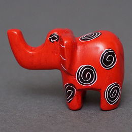 ソープストーン置物　ミニゾウさん　レッド系　ミニ　SSSサイズ　※柄アソート