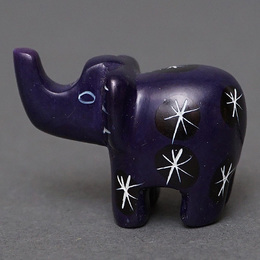 ソープストーン置物　ミニゾウさん　ブラックパープル系　ミニ　SSSサイズ　※柄アソート