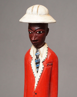 (コートジボワール)　コロン人形　XLサイズ　No.28　レッドジャケットの男性