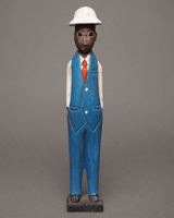(コートジボワール)　コロン人形　Lサイズ　No.30　水色のビジネスマン