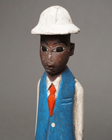 (コートジボワール)　コロン人形　Lサイズ　No.30　水色のビジネスマン