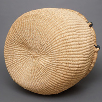 (ブルキナファソ)　半球マルシェバスケット　ブラックレザー　無地　(L)　No.15