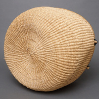 (ブルキナファソ)　半球マルシェバスケット　ブラックレザー　無地　(L)　No.16