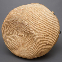 (ブルキナファソ)　半球マルシェバスケット　ブラックレザー　無地　(L)　No.17