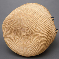 (ブルキナファソ)　半球マルシェバスケット　ブラックレザー　無地　(L)　No.18