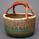 (ブルキナファソ)　半球マルシェバスケット　カラー　Mサイズ小さめ　No.4