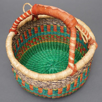 (ブルキナファソ)　半球マルシェバスケット　カラー　Mサイズ小さめ　No.4