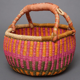(ブルキナファソ)　半球マルシェバスケット　カラー　Mサイズ小さめ　No.5