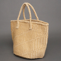 (ケニア)　サイザルバッグ　アクリル柄編み　10インチ　(ホワイトXベージュ)　No.3