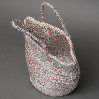 ケニア　サイザル&ビニールバッグ　9インチ　(シルバー/レッド)