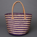 ケニア　サイザルバッグ　8インチ　ミックスカラー　レザーショートハンドル　No.1