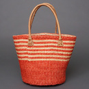 ケニア　サイザルバッグ　8インチ　ミックスカラー　レザーショートハンドル　No.3