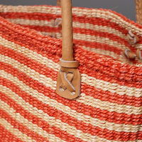 ケニア　サイザルバッグ　8インチ　ミックスカラー　レザーショートハンドル　No.3