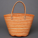 ケニア　サイザルバッグ　8インチ　ミックスカラー　レザーショートハンドル　No.4