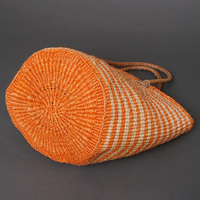 ケニア　サイザルバッグ　8インチ　ミックスカラー　レザーショートハンドル　No.4