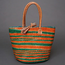 ケニア　サイザルバッグ　8インチ　ミックスカラー　レザーショートハンドル　No.5