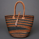 ケニア　サイザルバッグ　8インチ　ミックスカラー　レザーショートハンドル　No.7
