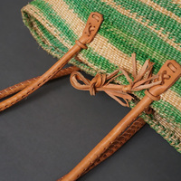 ケニア　サイザルバッグ　10インチ　レザーレース　No.1