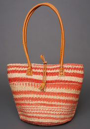 ケニア　サイザルバッグ　10インチ　レザーレース　No.4