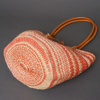 ケニア　サイザルバッグ　10インチ　レザーレース　No.4