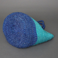 ケニア　サイザル2トーンカラーバッグ　10インチ　(マリンブルー,ブルー)