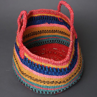 ケニア　サイザルバッグ　ミックスカラー　12インチ　No.1