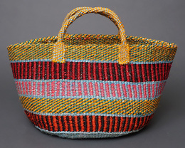 ケニア　サイザルバッグ　ミックスカラー　12インチ　No.2