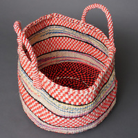 ケニア　サイザルバッグ　ミックスカラー　12インチ　No.4