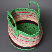 ケニア　サイザルバッグ　ミックスカラー　12インチ　No.5
