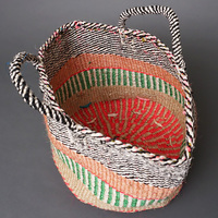 ケニア　サイザルバッグ　ミックスカラー　12インチ　No.7