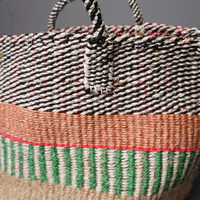 ケニア　サイザルバッグ　ミックスカラー　12インチ　No.7