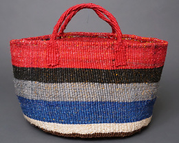 ケニア　サイザルバッグ　ミックスカラー　12インチ　No.9